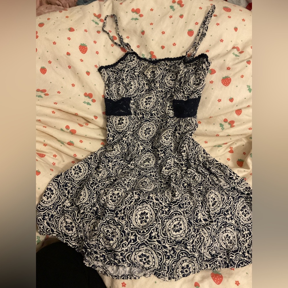 Navy and White Patterned Dress
